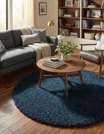 6' x 6' Solid Shag Round Rug
