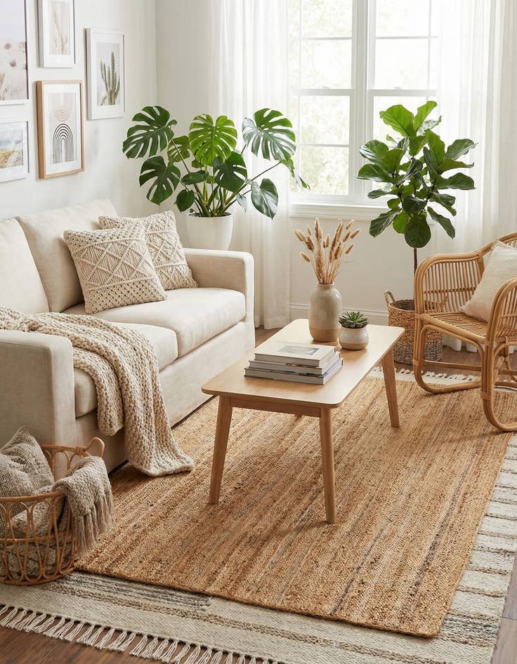 Detail image of 5' 1 x 8'  Hand Braided Jute Luxe Rug