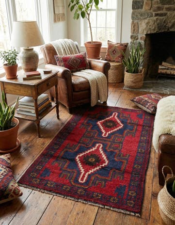 2' 9 x 4' 7 Hand Knotted Balouch Persian Wool Rug