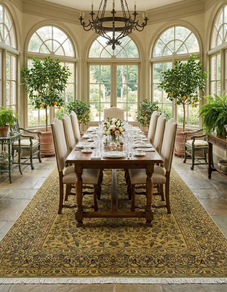 Detail image of 8' 1 x 11' 1  Hand Knotted Kashan Persian Wool Rug