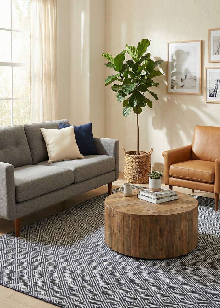 5' 1 x 8' Hand Woven Geo Trellis Flatweave Rug