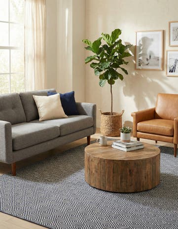 5' 1 x 8' Hand Woven Geo Trellis Flatweave Rug