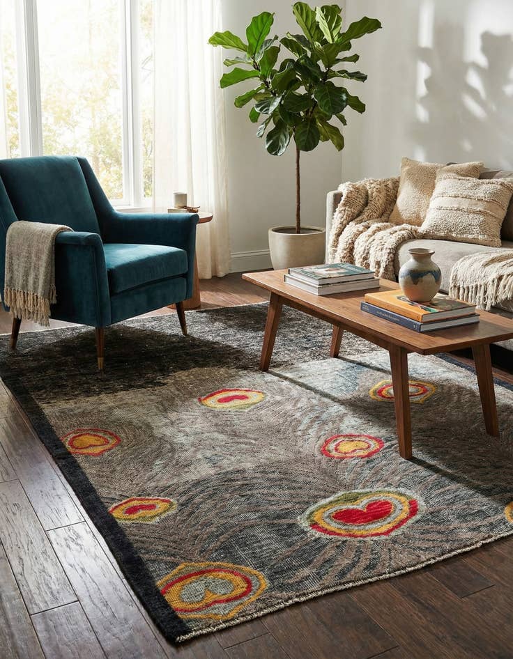 Detail image of 5' 6 x 6' 11  Hand Knotted Darya Wool Square Rug