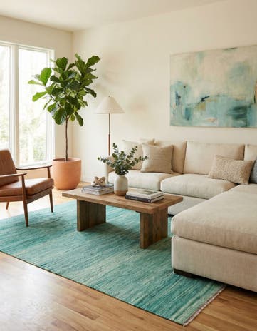 4' 9 x 6' 7 Hand Woven Kilim Modern Wool Rug