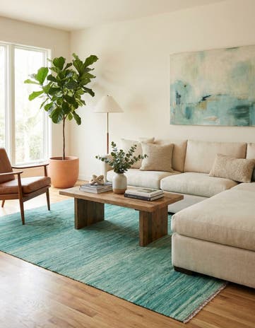 4' 9 x 6' 7 Hand Woven Kilim Modern Wool Rug