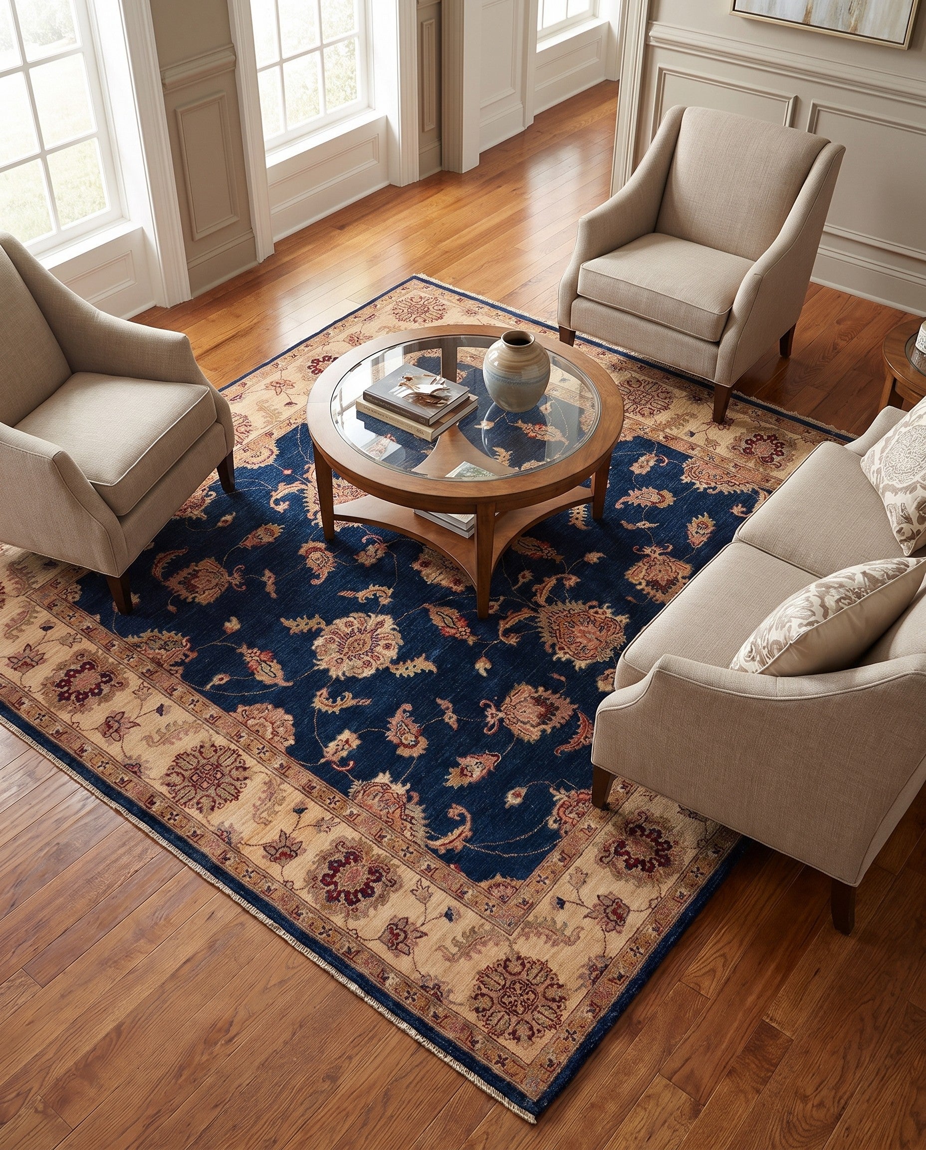 6' 7 x 6' 9 Hand Knotted Ziegler Square Rug