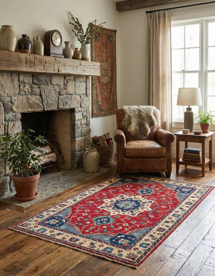 Detail image of 3' 4 x 5' 4  Hand Knotted Kazak Rug