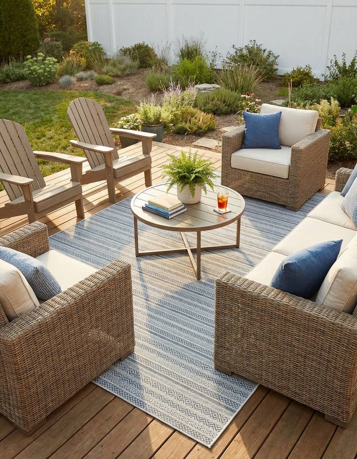 Detail image of 7' x 10'  Washable Striped Indoor / Outdoor Rug