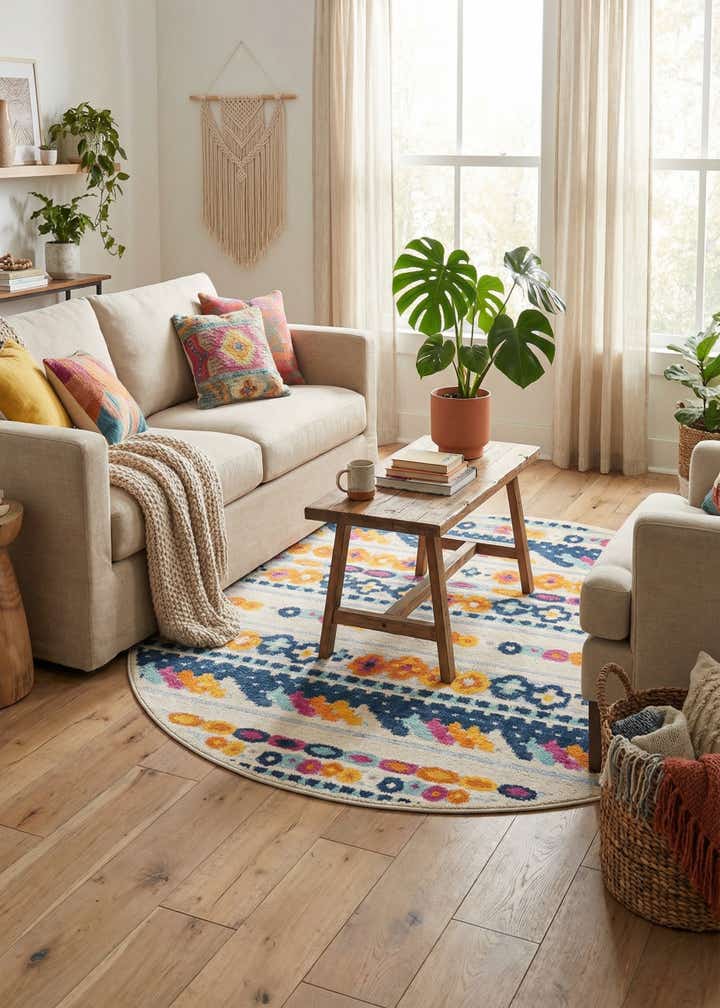 5' 3 x 5' 3 Easy-Clean Aruba Indoor / Outdoor Round Rug