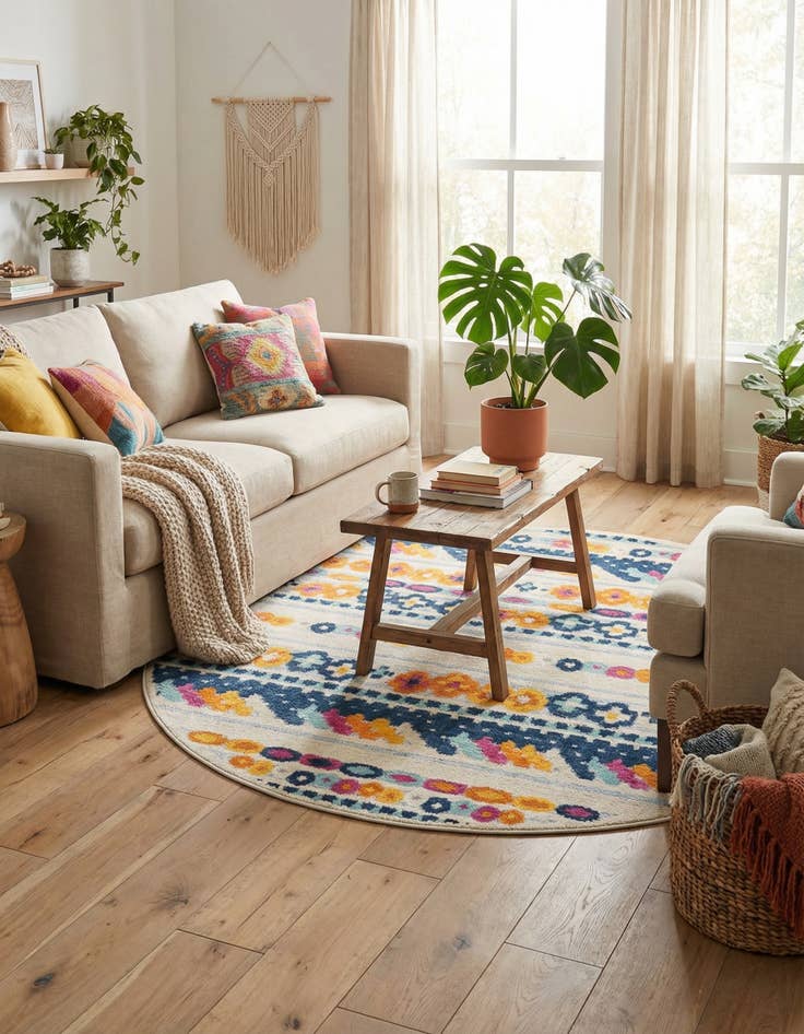 Detail image of 5' 3 x 5' 3  Washable Aruba Indoor / Outdoor Round Rug