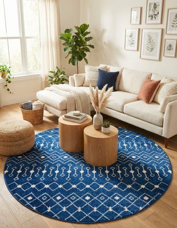 7' 10 x 7' 10 Moroccan Trellis Round Rug