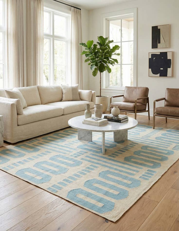 Detail image of 6' 1 x 7' 8  Hand Woven Kilim Modern Wool Rug