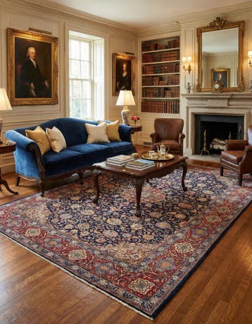 8' 4 x 12' 6 Hand Knotted Mashad Persian Wool Rug