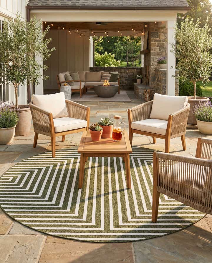 10' x 10' Easy-Clean Modern Indoor / Outdoor Round Rug