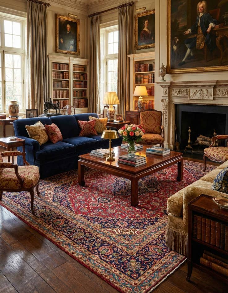 Detail image of 9' 6 x 12' 10  Hand Knotted Kashan Persian Wool Rug