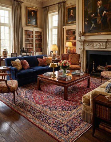 9' 6 x 12' 10 Hand Knotted Kashan Persian Wool Rug