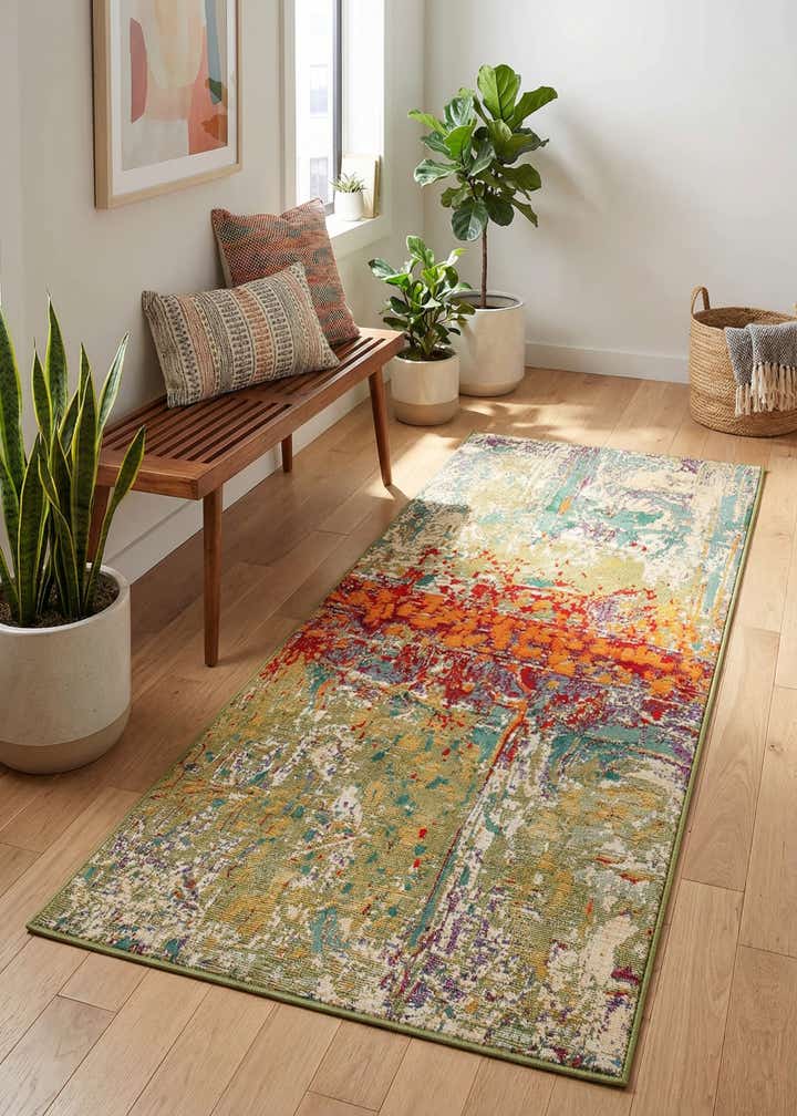 2' 7 x 5' 3 Easy-Clean Modern Indoor / Outdoor Runner Rug