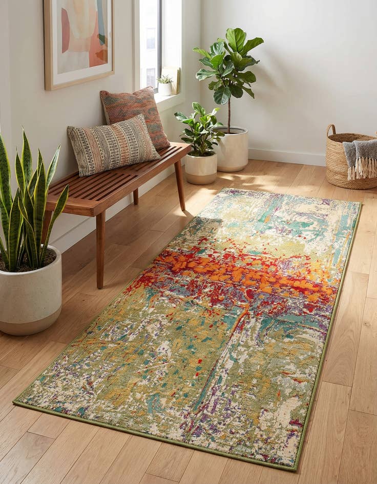 Detail image of 2' 7 x 5' 3  Washable Modern Indoor / Outdoor Runner Rug