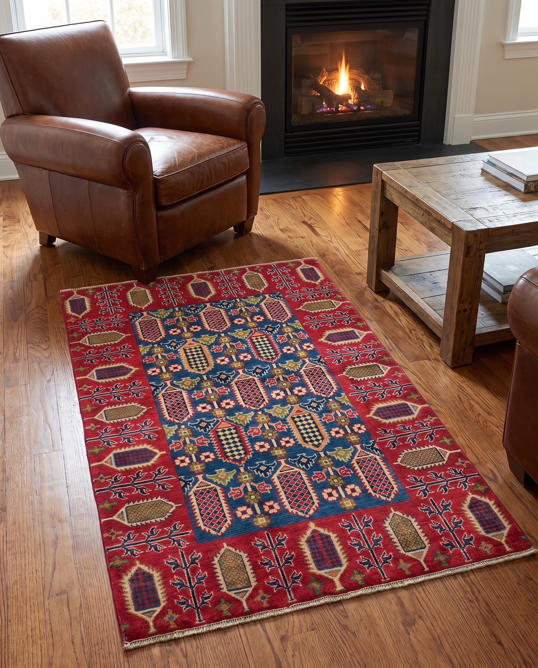 3' 10 x 6' 3 Hand Knotted Kazak Rug
