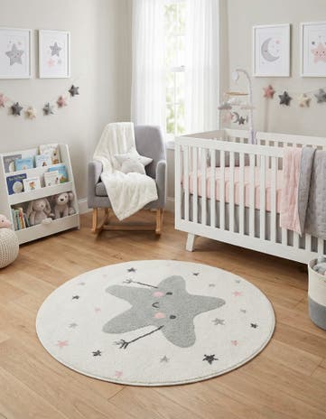 3' 3 x 3' 3 Star Whimsy Kids Round Rug
