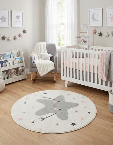 3' 3 x 3' 3 Star Whimsy Kids Round Rug