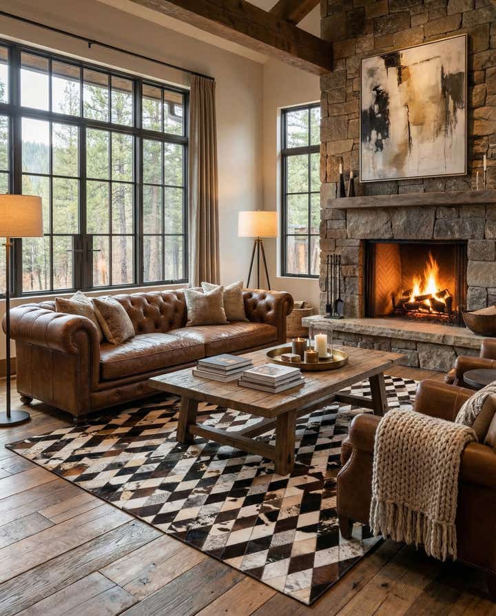 6' 7 x 9' 11 Cowhide Stocks Rug