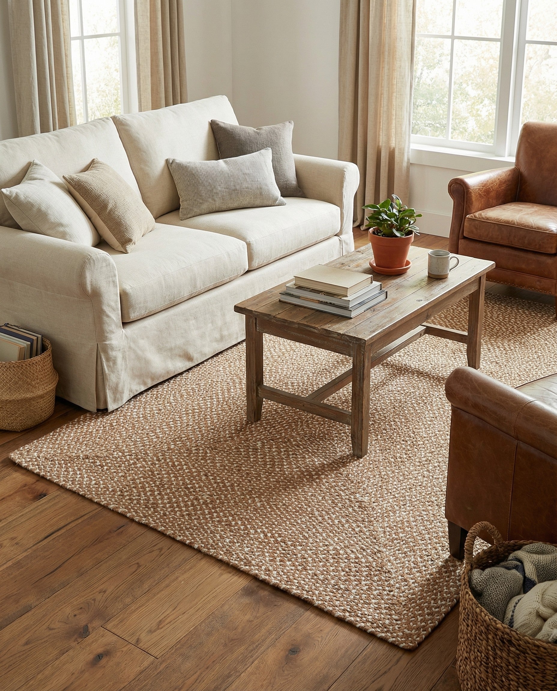  5' 1 x 8'  Hand Tweed Braided Jute Rug