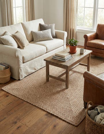 5' 1 x 8' Handmade Tweed Braided Jute Rug