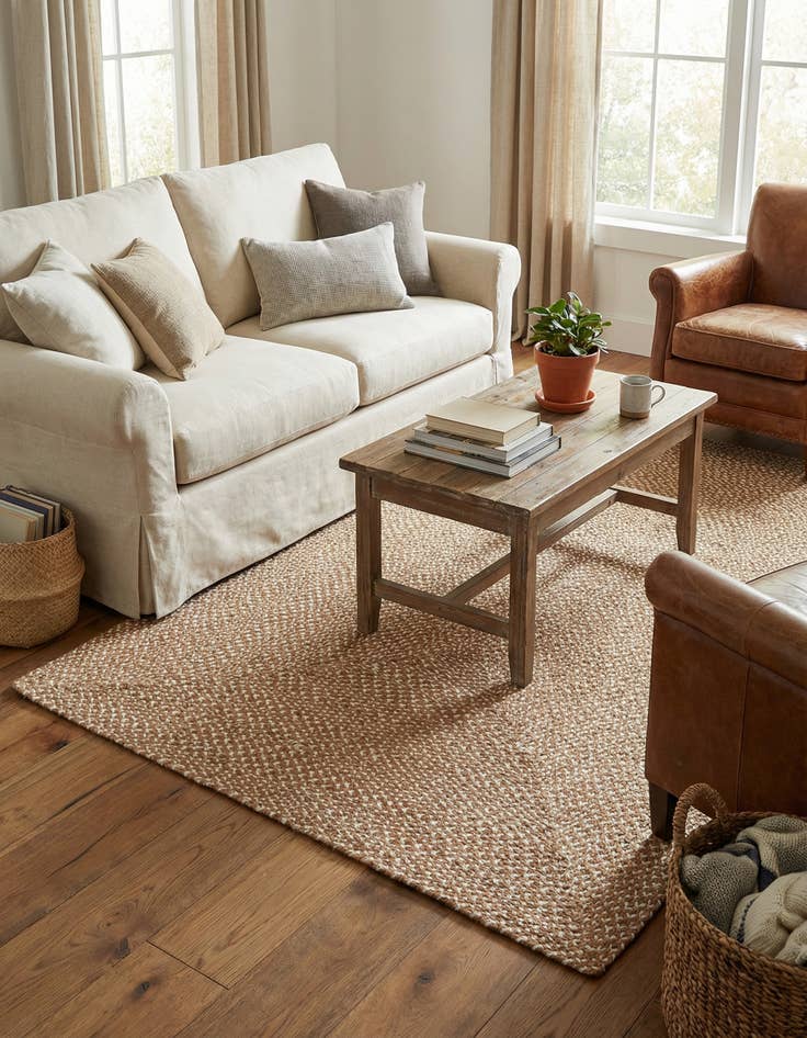 Detail image of  5' 1 x 8'  Hand Tweed Braided Jute Rug