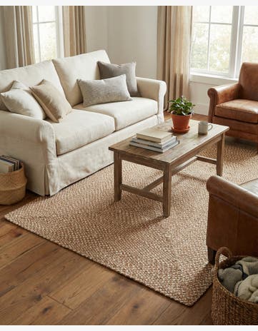 Light Brown Handmade Tweed Braided Jute Rug