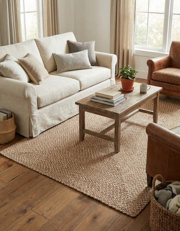 5' 1 x 8' Handmade Tweed Braided Jute Rug