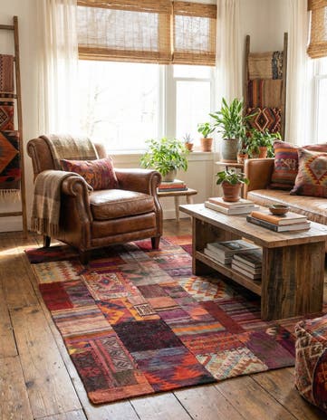 4' 1 x 5' 10 Hand Woven Kilim Patchwork Wool Rug