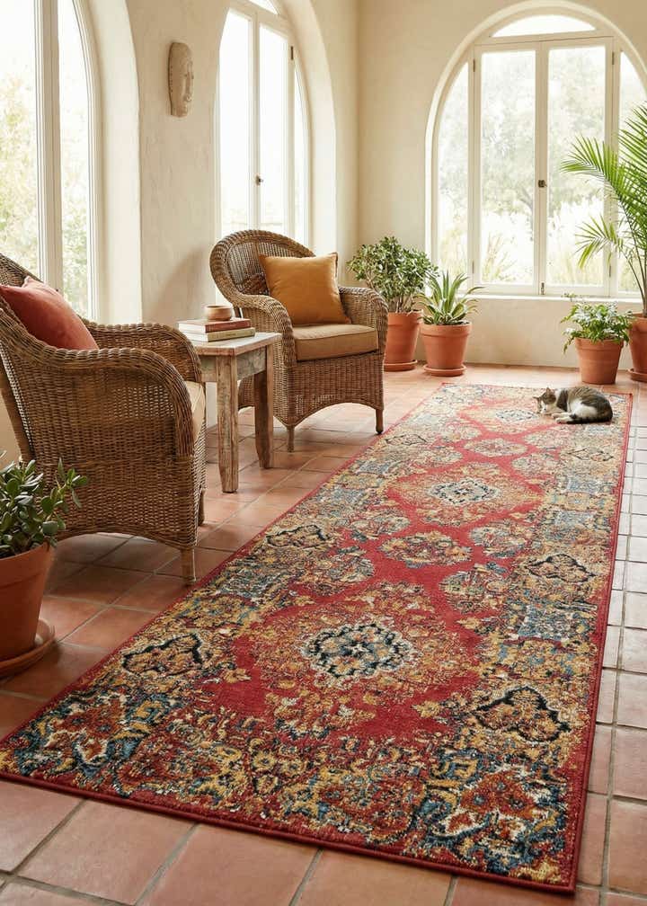 2' 7 x 10' Easy-Clean Traditional Indoor / Outdoor Runner Rug
