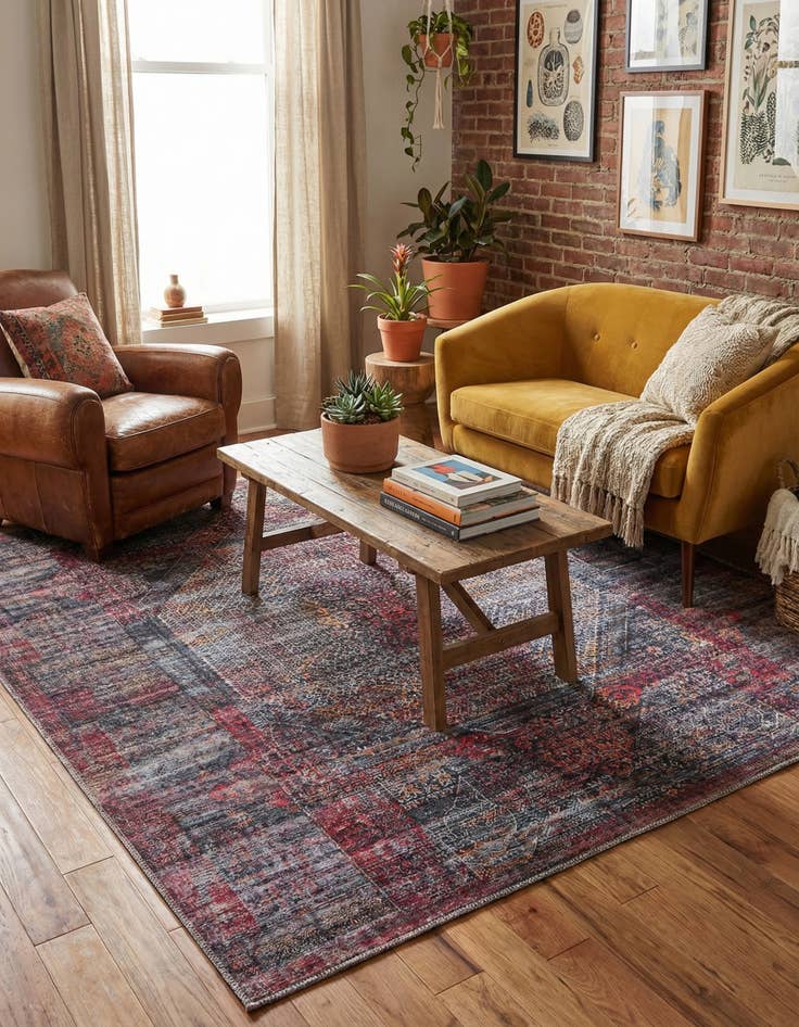 Detail image of 5' 3 x 5' 3  Washable Mangata Square Rug