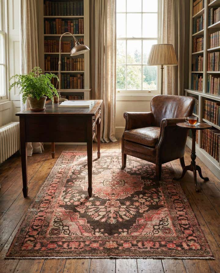 4' 6 x 6' 8 Hand Knotted Ultra Vintage Persian Wool Rug