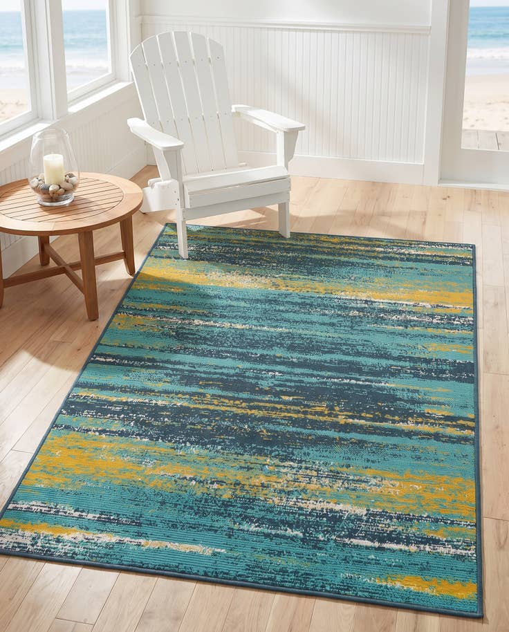 Detail image of 4' x 6' Easy-Clean Coastal Indoor / Outdoor Rug