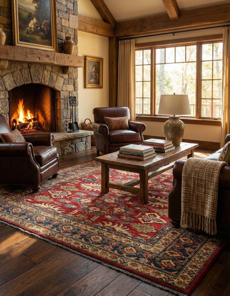 Detail image of  4' 10 x 6' 4  Hand Knotted Kazak Wool Rug