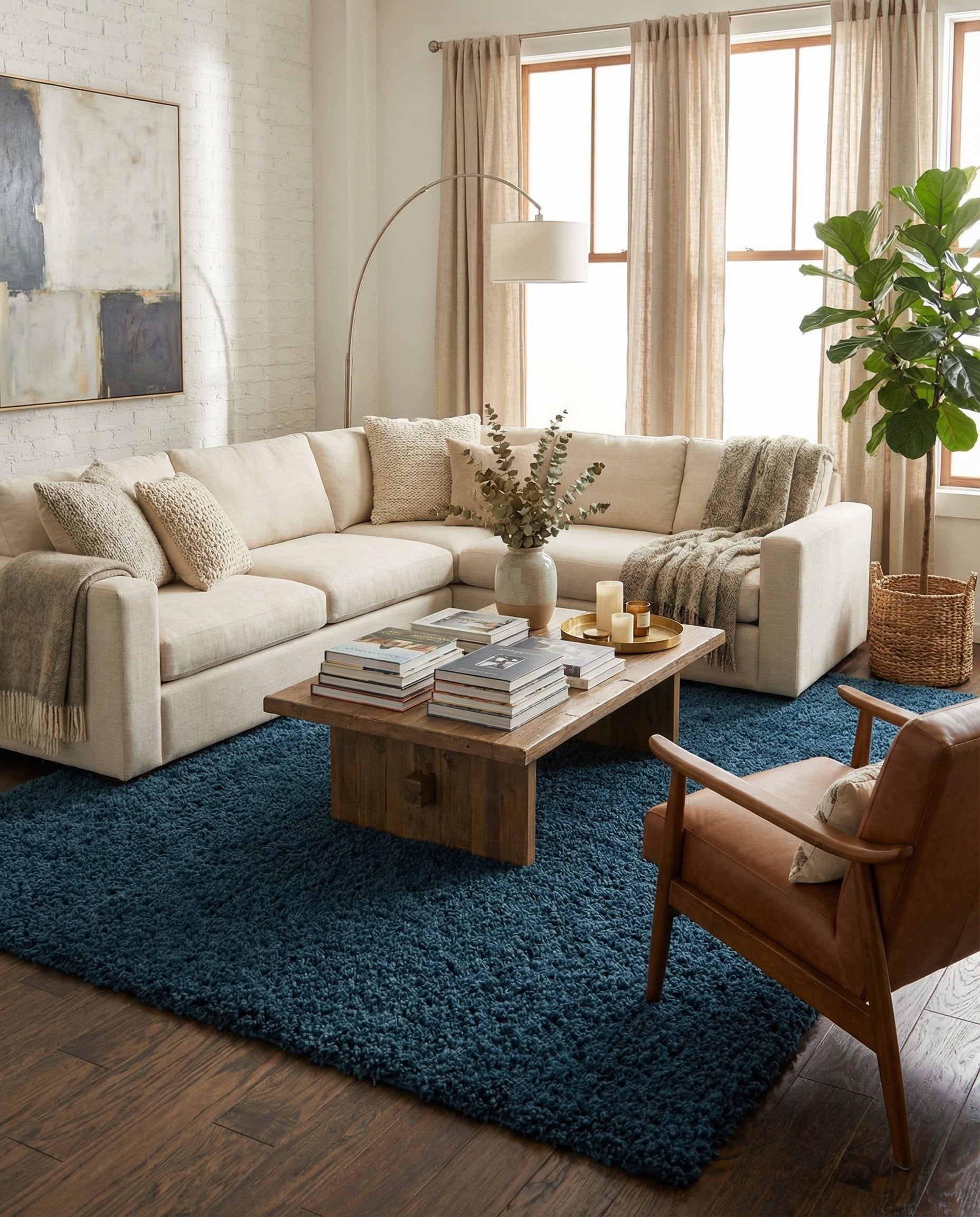  9' x 12' Solid Shag Rug