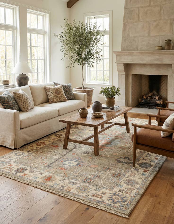 Detail image of 3' 10 x 5' 10  Hand Knotted Oushak Rug