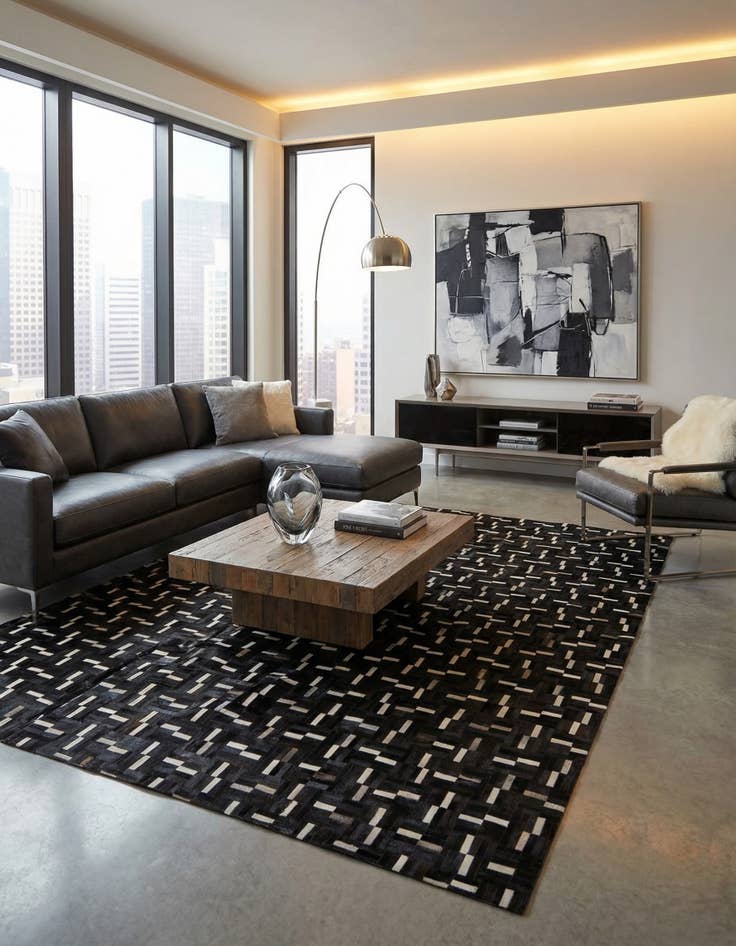 Detail image of 8' x 9' 10 Cowhide Leather Rug