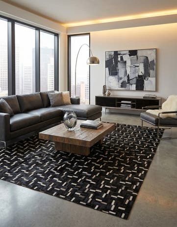 8' x 9' 10 Cowhide Leather Rug
