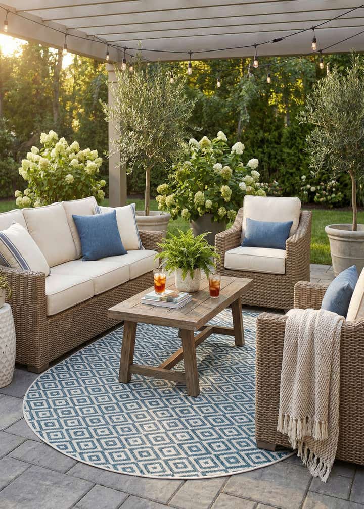 5' 3 x 8' Easy-Clean Jill Zarin Costa Rica Indoor / Outdoor Oval Rug