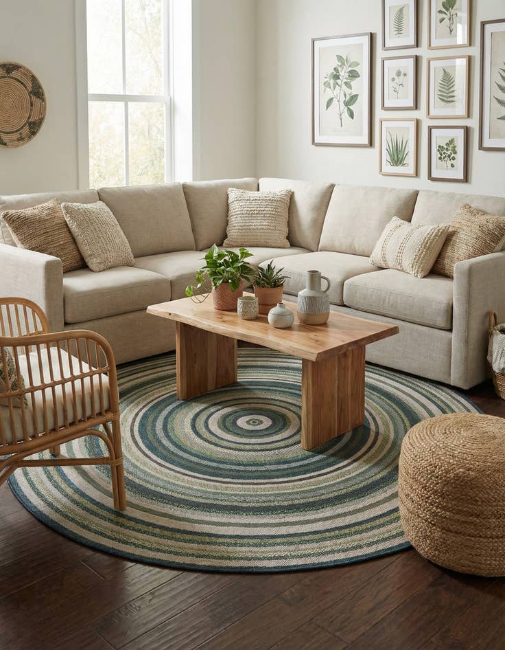 Detail image of 7' 10 x 7' 10 Easy-Clean Baja Indoor / Outdoor Round Rug