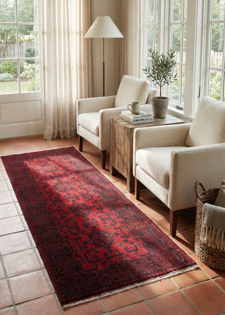 2' 9 x 6' 8 Hand Knotted Khal Mohammadi Wool Runner Rug