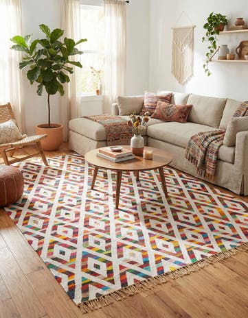 Hand Woven Chindi Trellis Rug