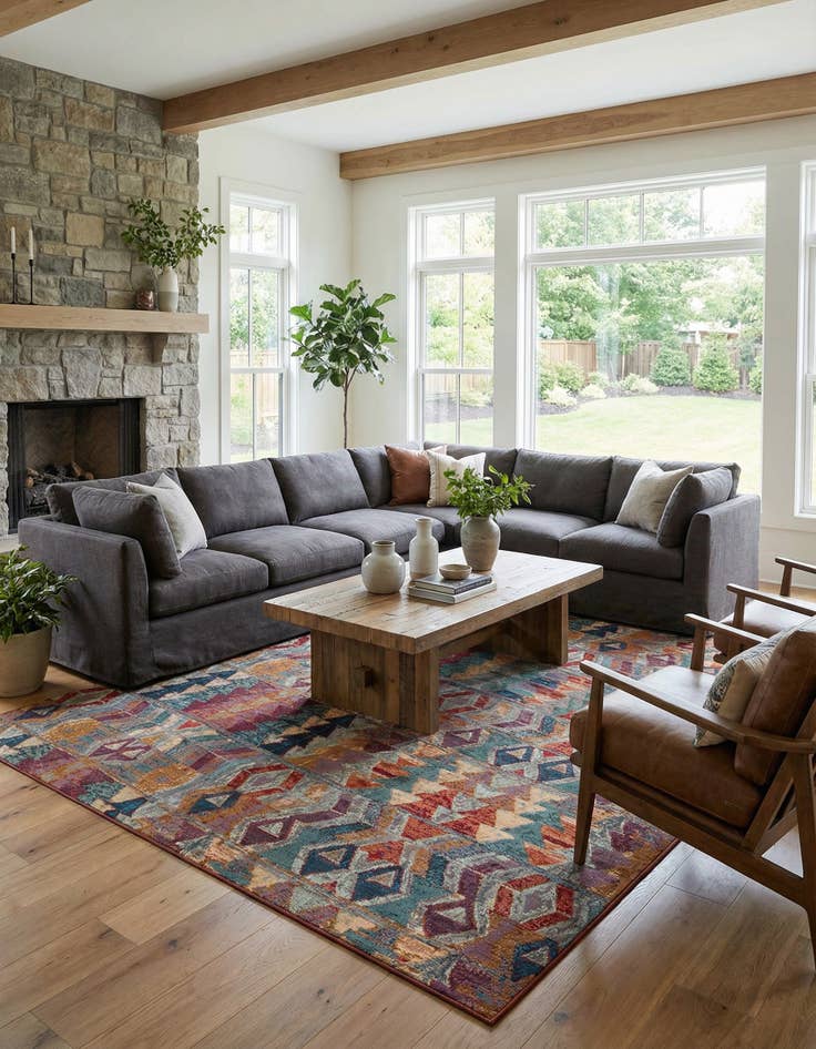 Detail image of 12' x 16'  Washable Modern Indoor / Outdoor Rug