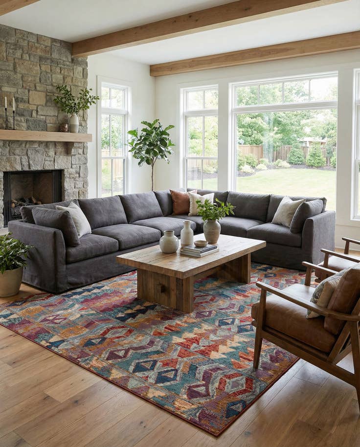 Detail image of 12' x 16' Easy-Clean Modern Indoor / Outdoor Rug