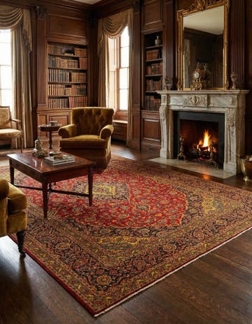 9' 7 x 12' 6 Kashan Wool Rug