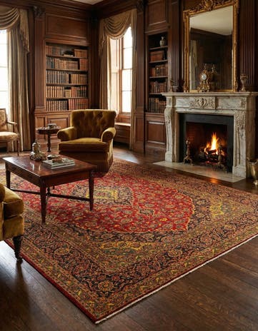 9' 7 x 12' 6 Kashan Wool Rug
