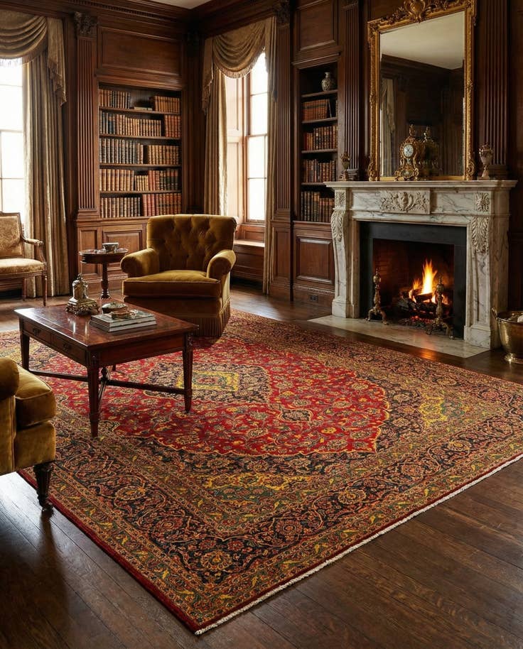 Detail image of 9' 7 x 12' 6 Kashan Wool Rug